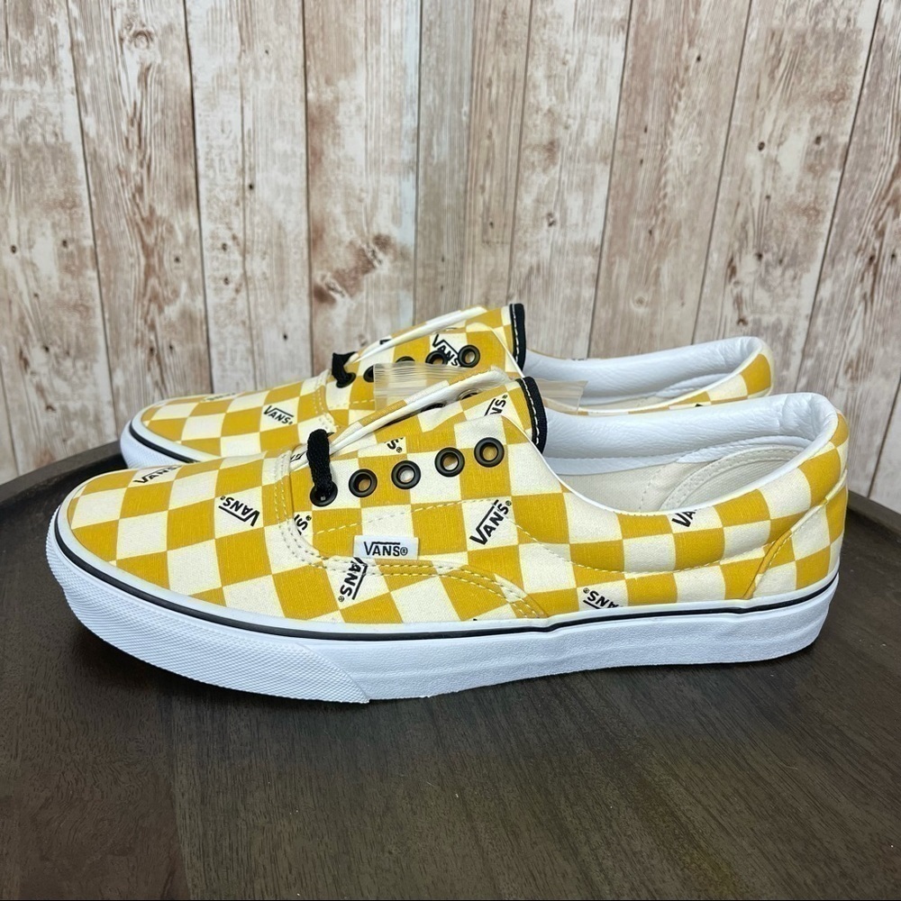 Vans Era Big Check Yolk Yellow Canvas Sneaker Size 11.5 Men - Picture 4 of 10